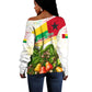Guinea-Bissau Independence Day Off Shoulder Sweater African Wildlife Cashew Harvest National Flag