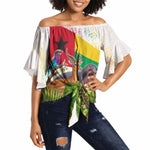 Guinea-Bissau Independence Day Off Shoulder Wrap Waist Top African Wildlife Cashew Harvest National Flag