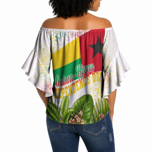 Guinea-Bissau Independence Day Off Shoulder Wrap Waist Top African Wildlife Cashew Harvest National Flag
