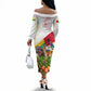 Guinea-Bissau Independence Day Off The Shoulder Long Sleeve Dress African Wildlife Cashew Harvest National Flag