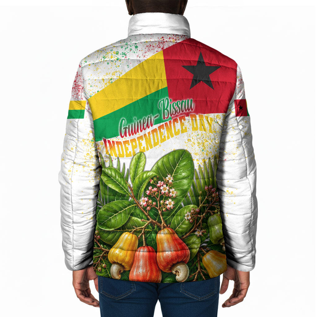Guinea-Bissau Independence Day Padded Jacket African Wildlife Cashew Harvest National Flag