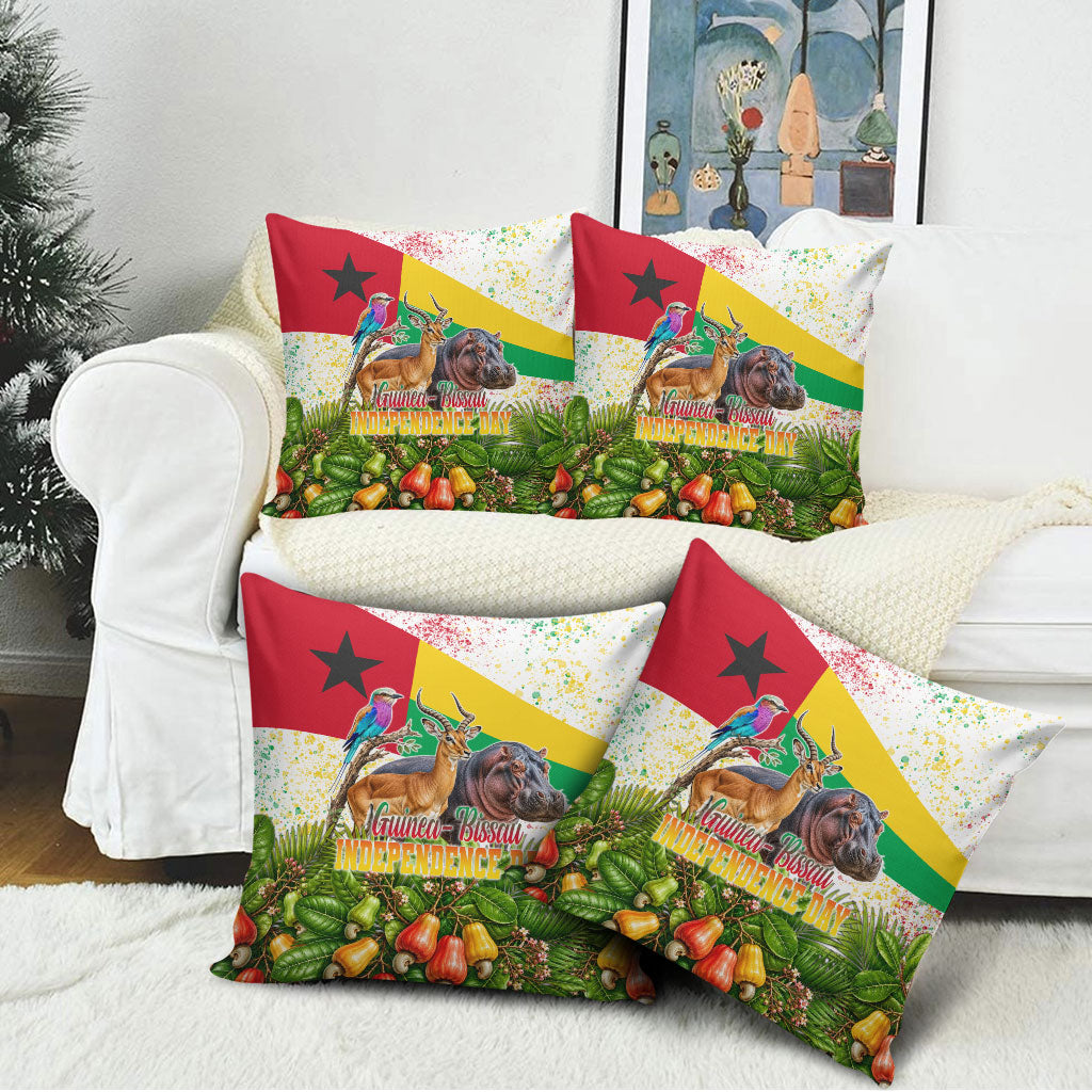 Guinea-Bissau Independence Day Pillow Cover African Wildlife Cashew Harvest National Flag
