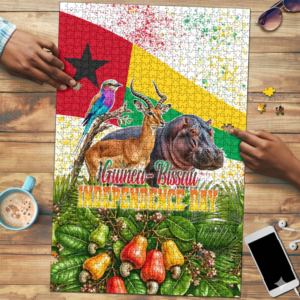 Guinea-Bissau Independence Day Puzzle African Wildlife Cashew Harvest National Flag