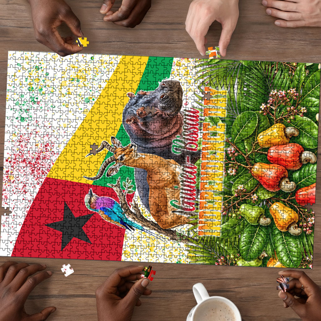 Guinea-Bissau Independence Day Puzzle African Wildlife Cashew Harvest National Flag