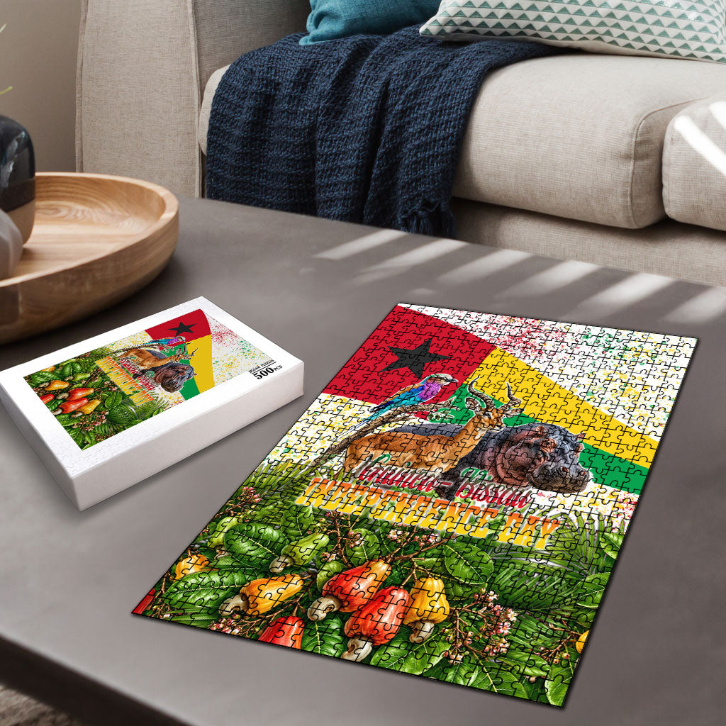 Guinea-Bissau Independence Day Puzzle African Wildlife Cashew Harvest National Flag