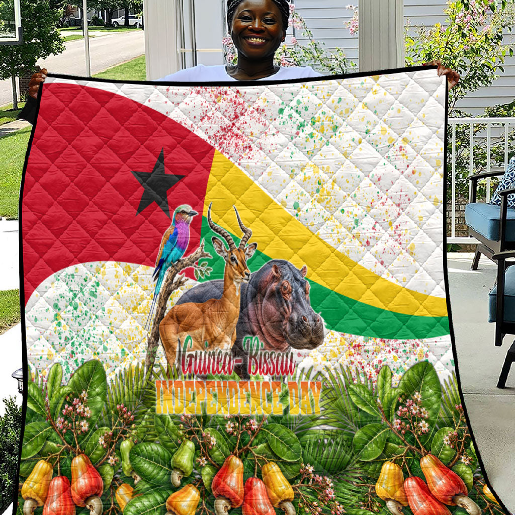 Guinea-Bissau Independence Day Quilt African Wildlife Cashew Harvest National Flag