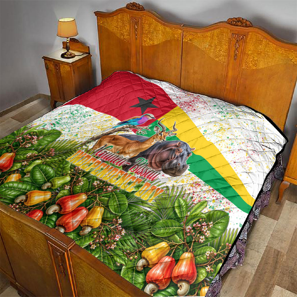 Guinea-Bissau Independence Day Quilt African Wildlife Cashew Harvest National Flag