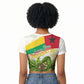 Guinea-Bissau Independence Day Raglan Cropped T shirt African Wildlife Cashew Harvest National Flag