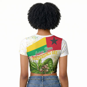 Guinea-Bissau Independence Day Raglan Cropped T shirt African Wildlife Cashew Harvest National Flag