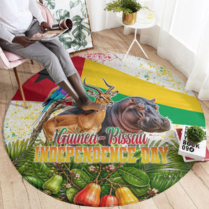 Guinea-Bissau Independence Day Round Carpet African Wildlife Cashew Harvest National Flag