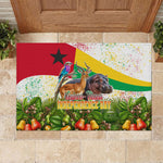 Guinea-Bissau Independence Day Rubber Doormat African Wildlife Cashew Harvest National Flag