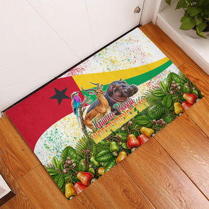 Guinea-Bissau Independence Day Rubber Doormat African Wildlife Cashew Harvest National Flag