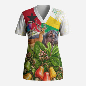 Guinea-Bissau Independence Day Scrub Top African Wildlife Cashew Harvest National Flag