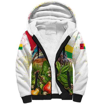 Guinea-Bissau Independence Day Sherpa Hoodie African Wildlife Cashew Harvest National Flag
