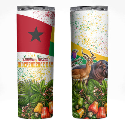 Guinea-Bissau Independence Day Skinny Tumbler African Wildlife Cashew Harvest National Flag