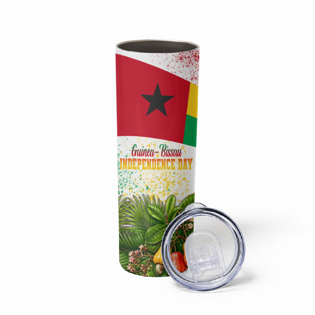 Guinea-Bissau Independence Day Skinny Tumbler African Wildlife Cashew Harvest National Flag