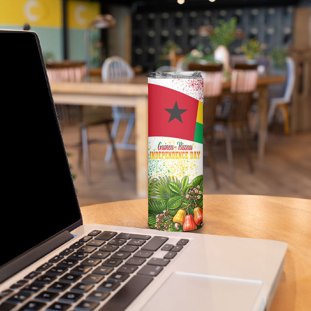 Guinea-Bissau Independence Day Skinny Tumbler African Wildlife Cashew Harvest National Flag