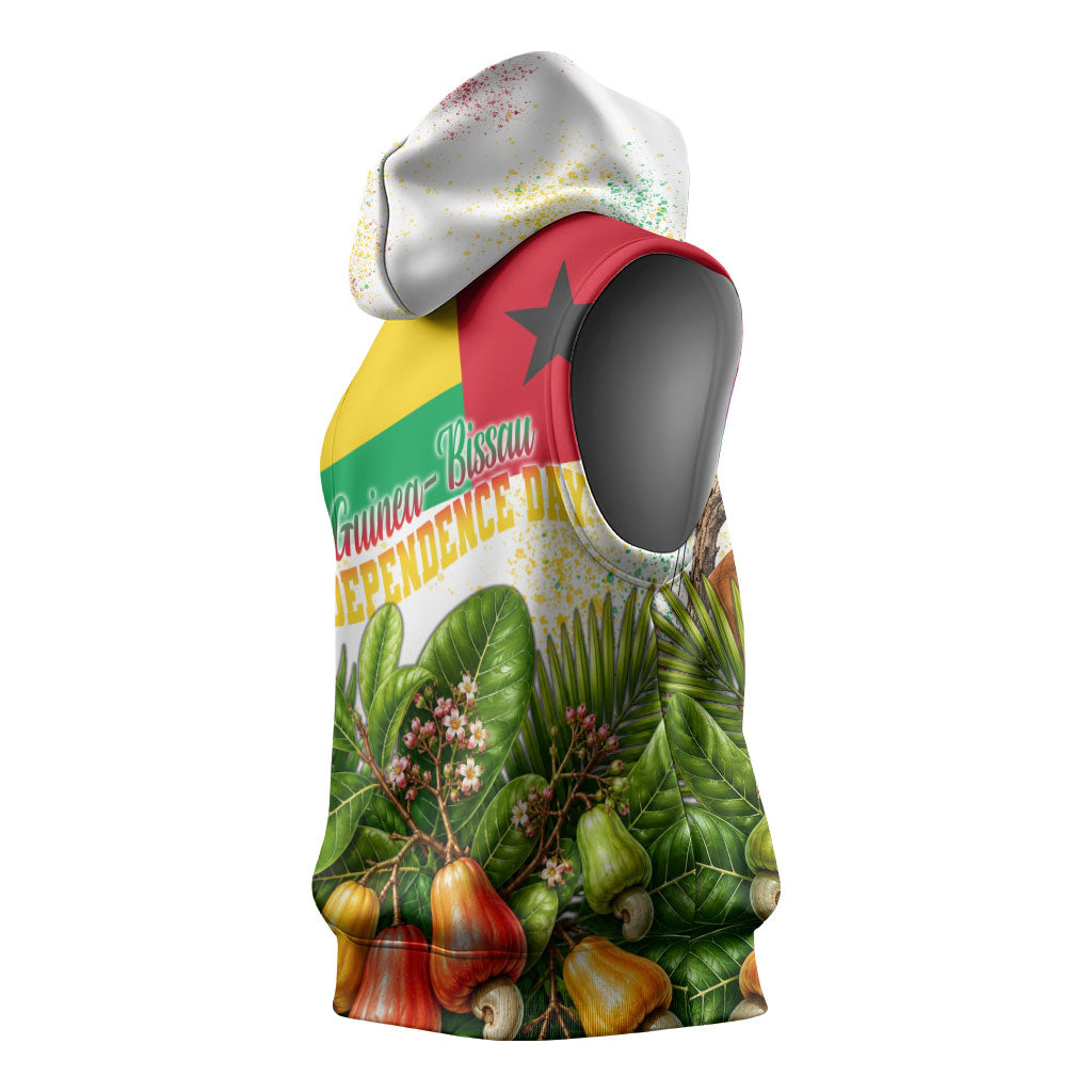Guinea-Bissau Independence Day Sleeveless Hoodie African Wildlife Cashew Harvest National Flag