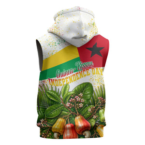 Guinea-Bissau Independence Day Sleeveless Zip Hoodie African Wildlife Cashew Harvest National Flag