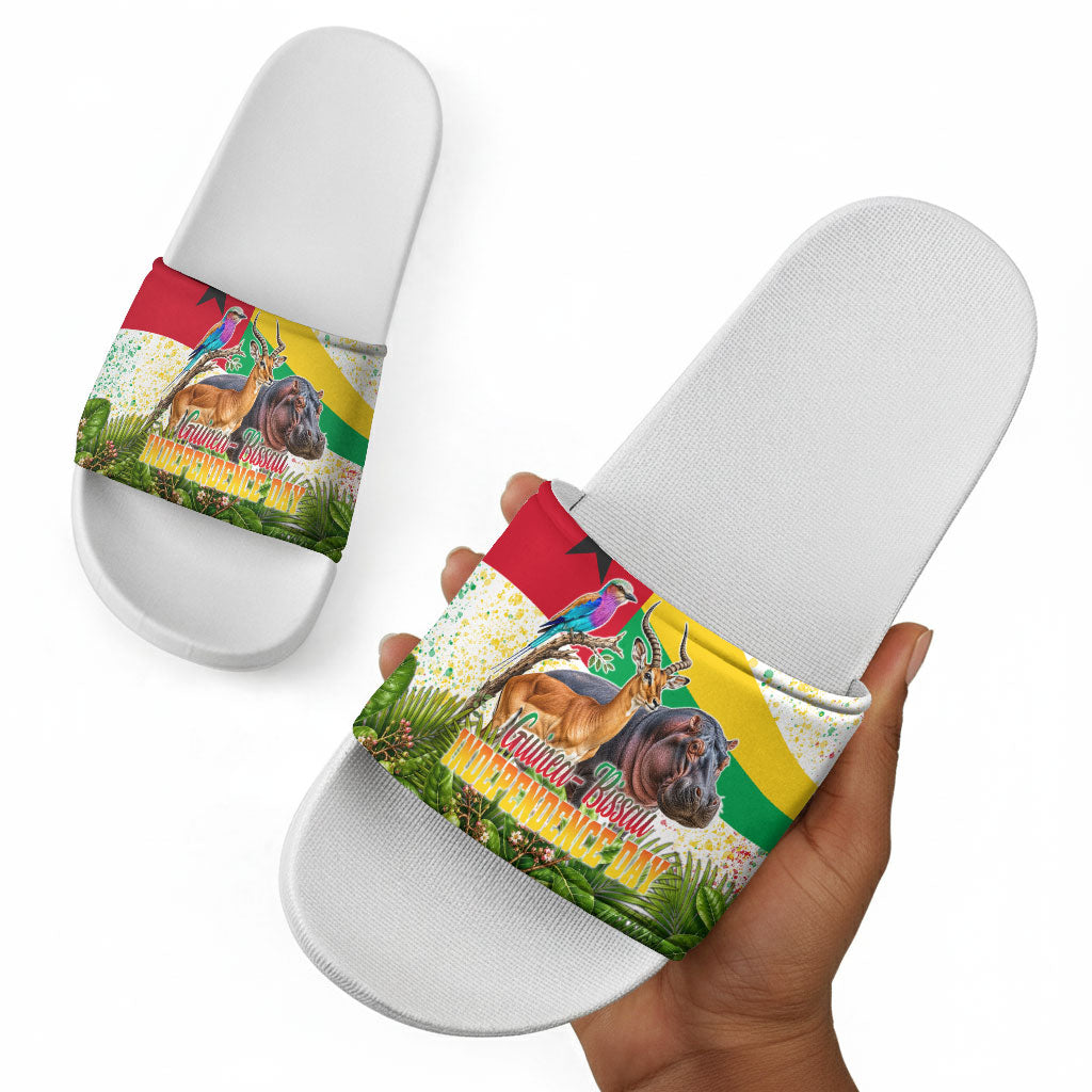 Guinea-Bissau Independence Day Slide Sandals African Wildlife Cashew Harvest National Flag