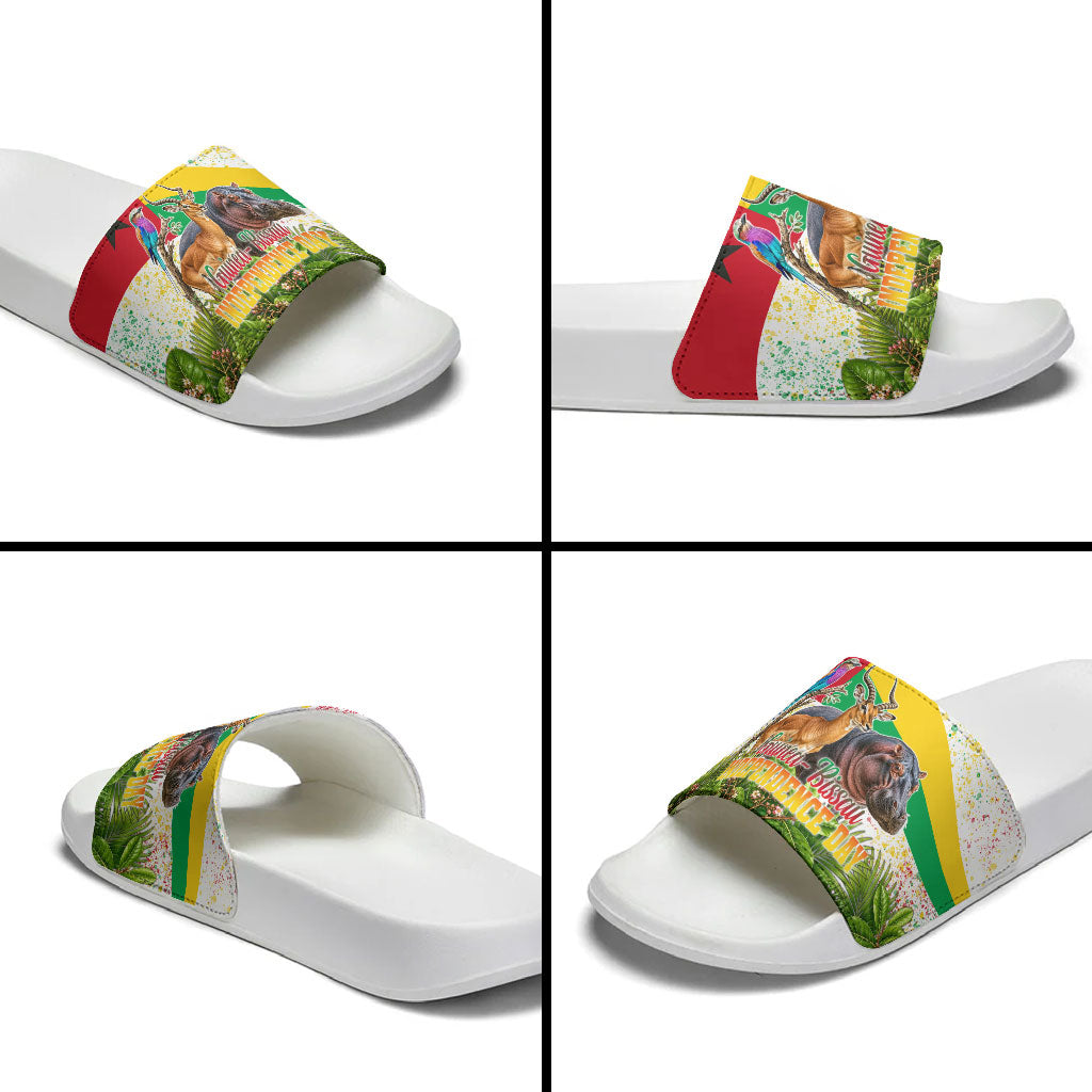 Guinea-Bissau Independence Day Slide Sandals African Wildlife Cashew Harvest National Flag
