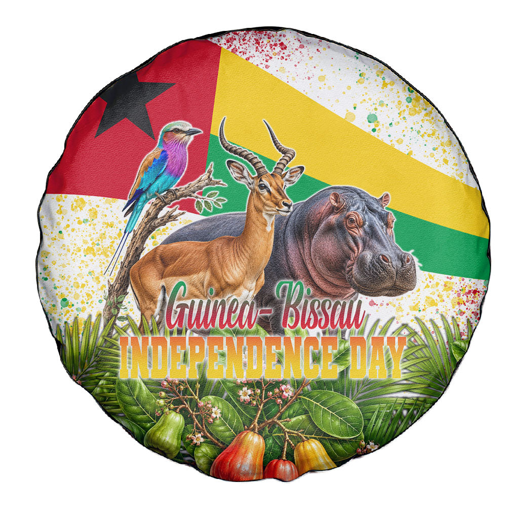 Guinea-Bissau Independence Day Spare Tire Cover African Wildlife Cashew Harvest National Flag