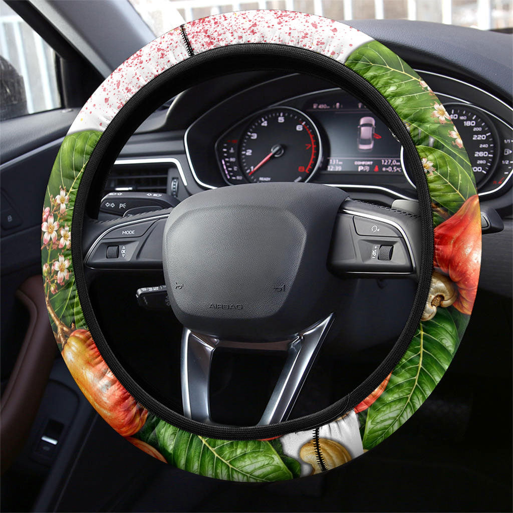 Guinea-Bissau Independence Day Steering Wheel Cover African Wildlife Cashew Harvest National Flag