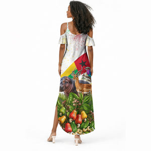 Guinea-Bissau Independence Day Summer Maxi Dress African Wildlife Cashew Harvest National Flag