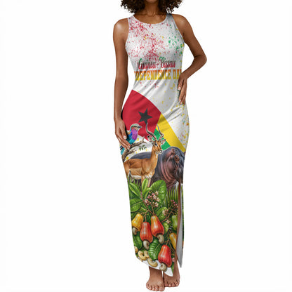 Guinea-Bissau Independence Day Tank Maxi Dress African Wildlife Cashew Harvest National Flag