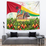 Guinea-Bissau Independence Day Tapestry African Wildlife Cashew Harvest National Flag