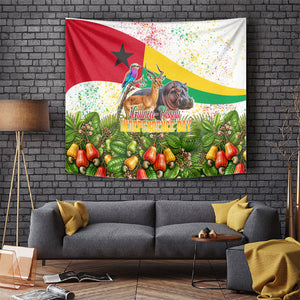 Guinea-Bissau Independence Day Tapestry African Wildlife Cashew Harvest National Flag