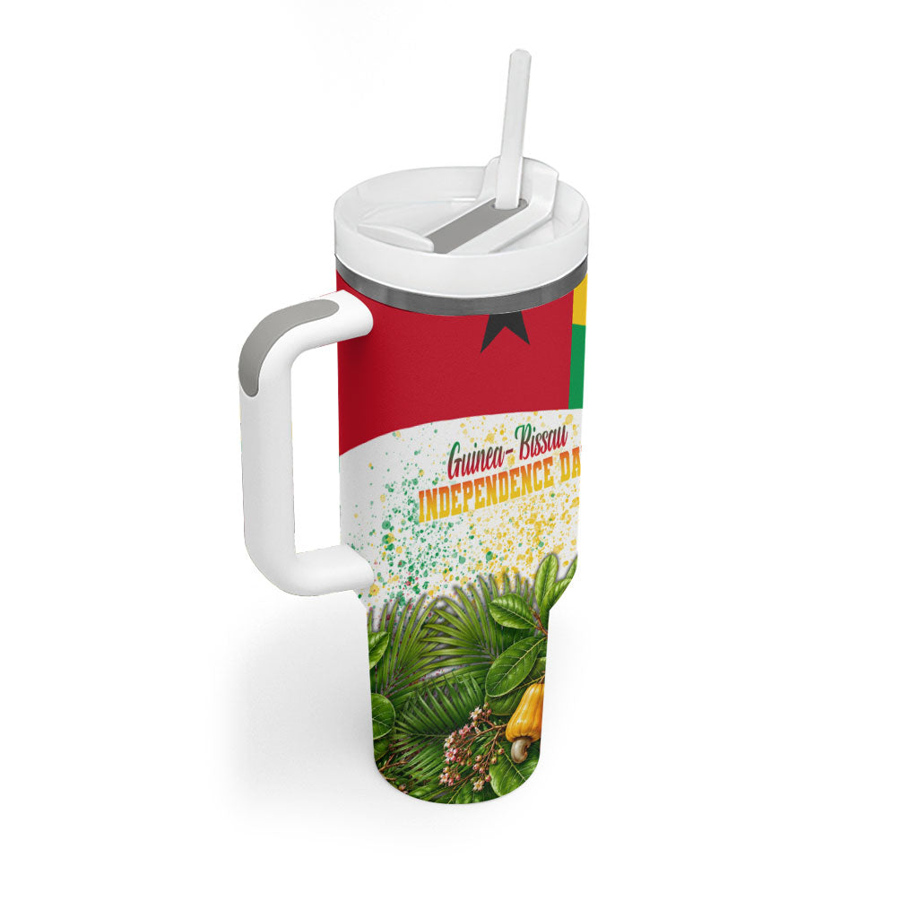 Guinea-Bissau Independence Day Tumbler With Handle African Wildlife Cashew Harvest National Flag