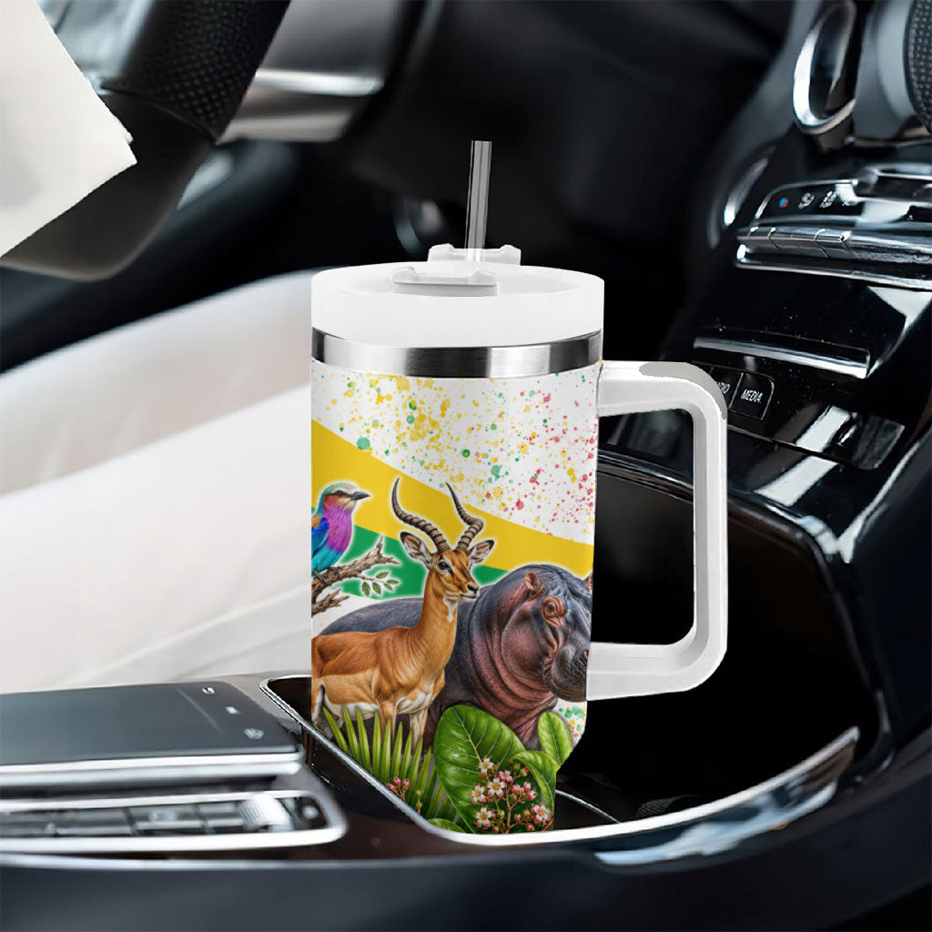 Guinea-Bissau Independence Day Tumbler With Handle African Wildlife Cashew Harvest National Flag