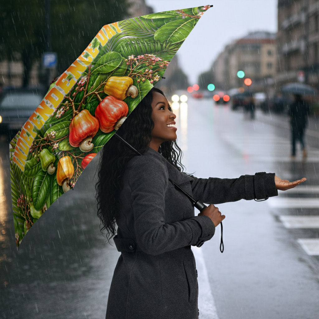 Guinea-Bissau Independence Day Umbrella African Wildlife Cashew Harvest National Flag