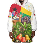 Guinea-Bissau Independence Day Wearable Blanket Hoodie African Wildlife Cashew Harvest National Flag