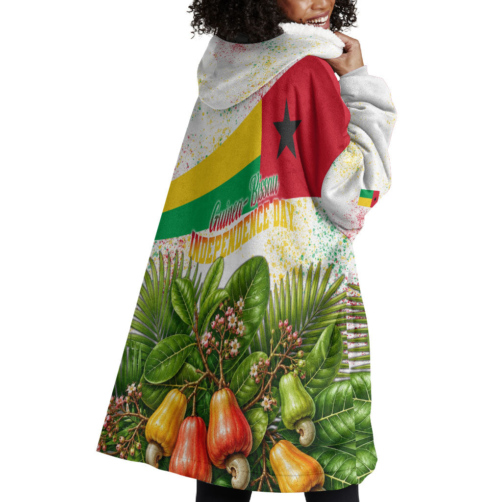 Guinea-Bissau Independence Day Wearable Blanket Hoodie African Wildlife Cashew Harvest National Flag