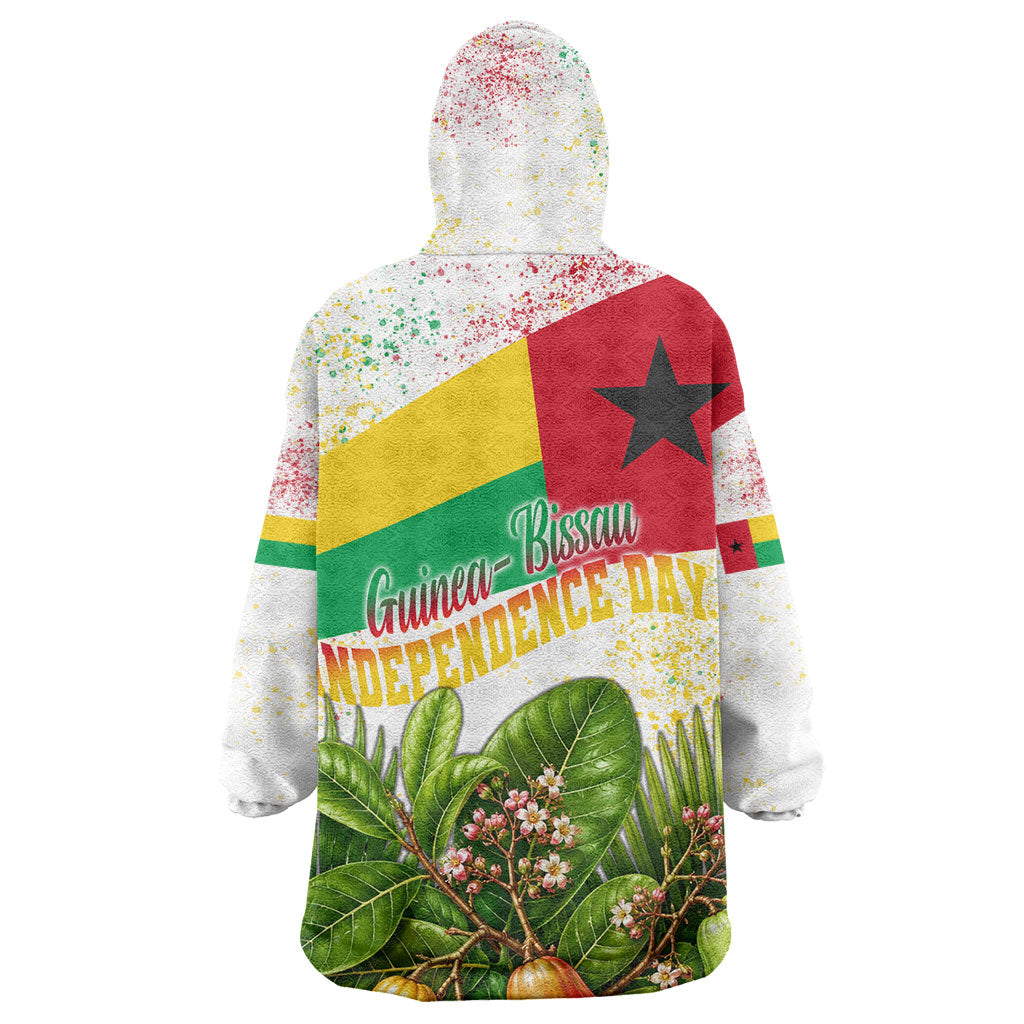 Guinea-Bissau Independence Day Wearable Blanket Hoodie African Wildlife Cashew Harvest National Flag