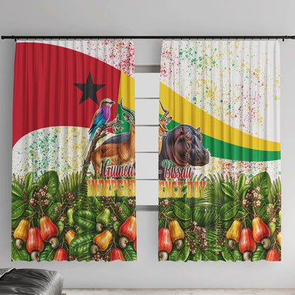 Guinea-Bissau Independence Day Window Curtain African Wildlife Cashew Harvest National Flag