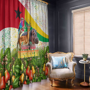 Guinea-Bissau Independence Day Window Curtain African Wildlife Cashew Harvest National Flag