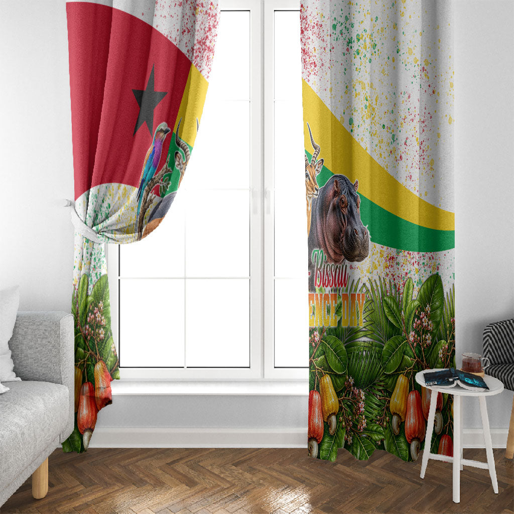Guinea-Bissau Independence Day Window Curtain African Wildlife Cashew Harvest National Flag
