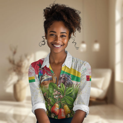 Guinea-Bissau Independence Day Women Casual Shirt African Wildlife Cashew Harvest National Flag