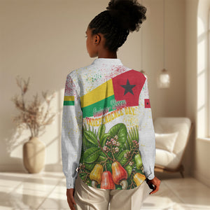 Guinea-Bissau Independence Day Women Casual Shirt African Wildlife Cashew Harvest National Flag