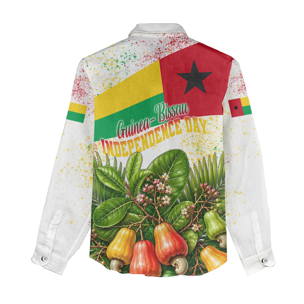 Guinea-Bissau Independence Day Women Casual Shirt African Wildlife Cashew Harvest National Flag
