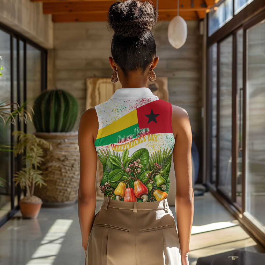 Guinea-Bissau Independence Day Women Sleeveless Polo Shirt African Wildlife Cashew Harvest National Flag