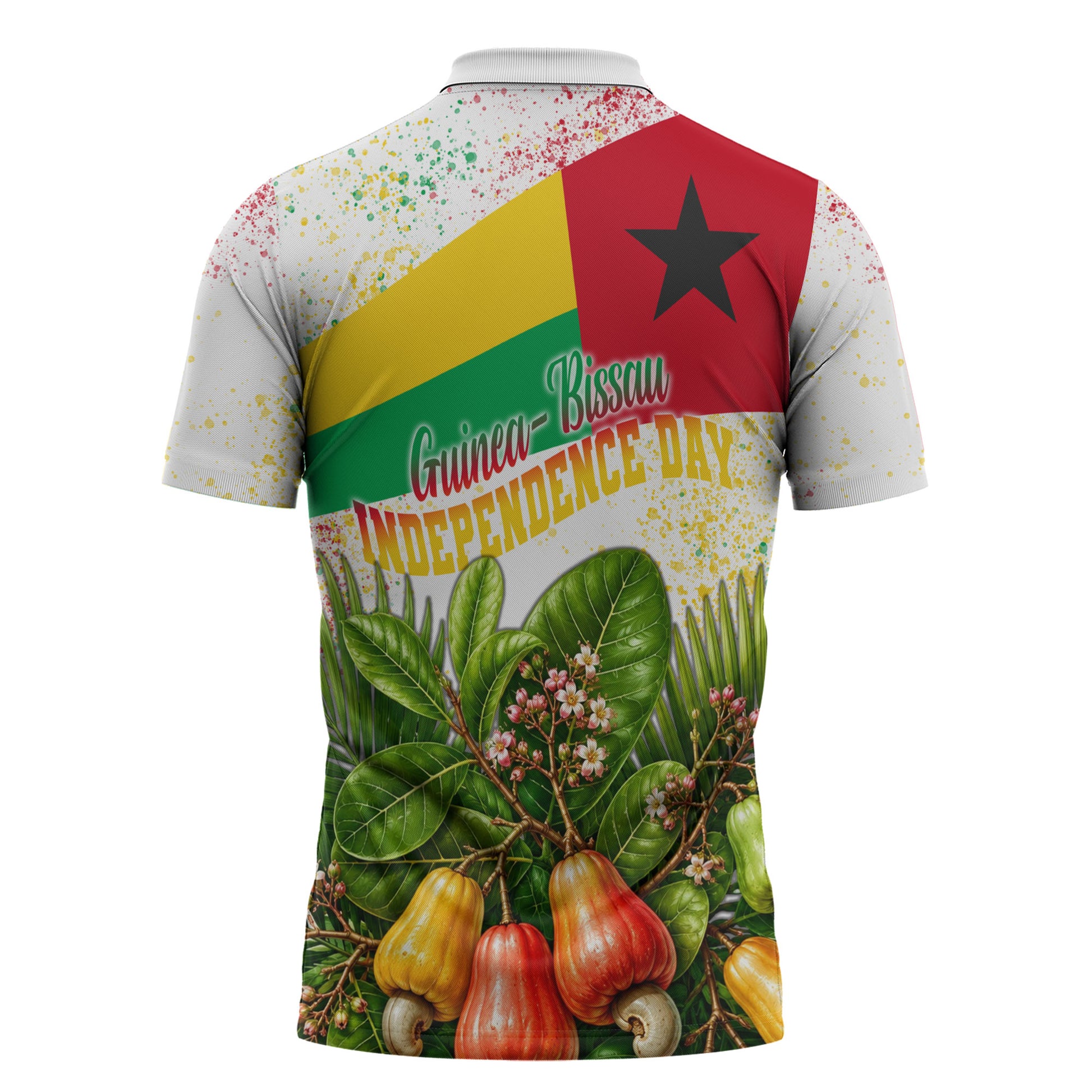 Guinea-Bissau Independence Day Zipper Polo Shirt African Wildlife Cashew Harvest National Flag