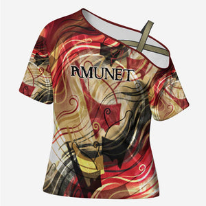 Amunet Cross Shoulder Shirt with Egyptian Queen Portrait Ancient Mythology