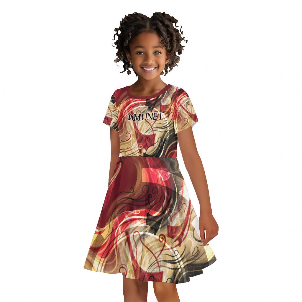 Amunet Kid Short Sleeve Dress with Egyptian Queen Portrait Ancient Mythology