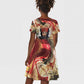Amunet Kid Short Sleeve Dress with Egyptian Queen Portrait Ancient Mythology