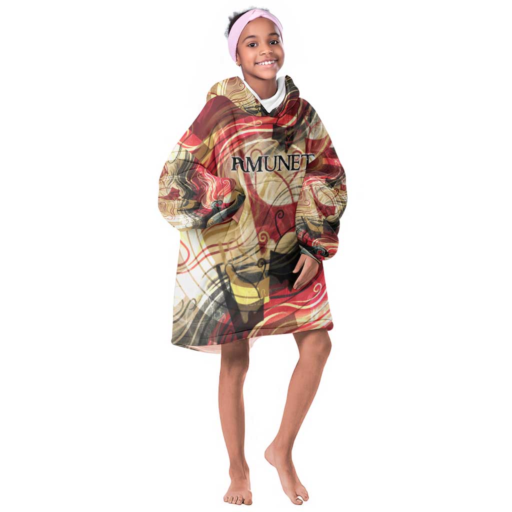Amunet Kid Wearable Blanket Hoodie with Egyptian Queen Portrait Ancient Mythology