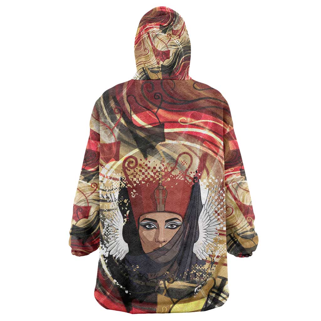Amunet Kid Wearable Blanket Hoodie with Egyptian Queen Portrait Ancient Mythology